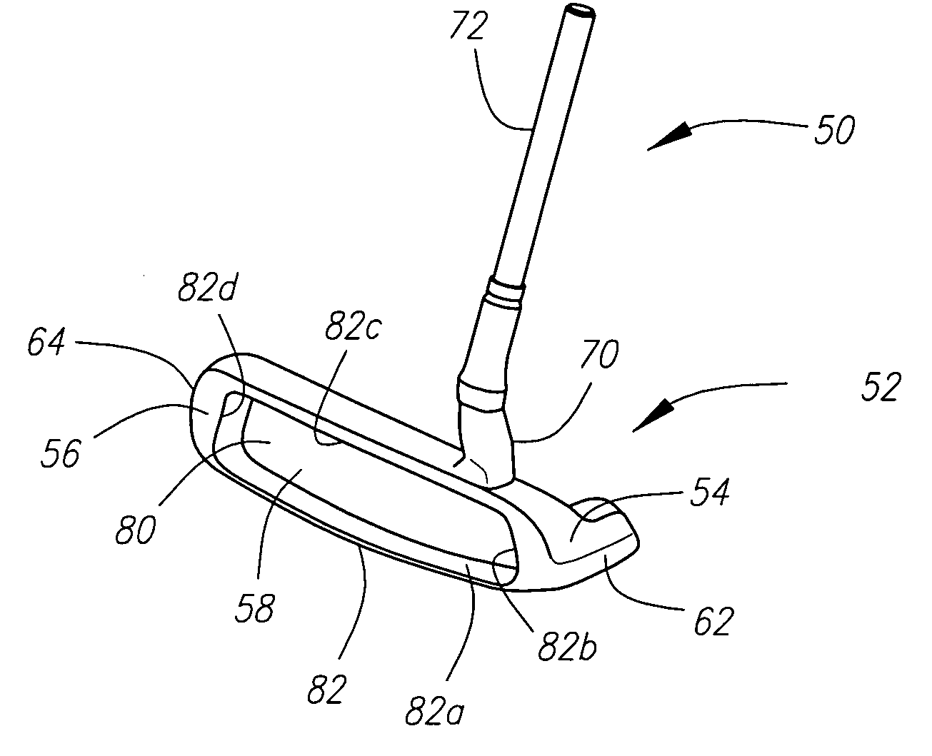 Putter-type golf club head with an insert