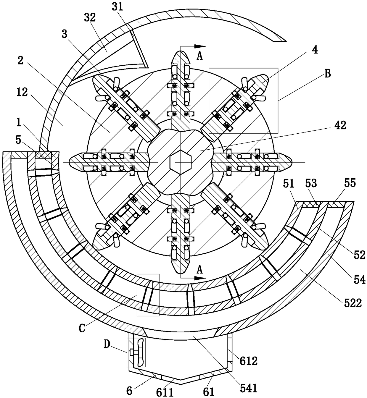 Semi-feeding type combined rice harvester