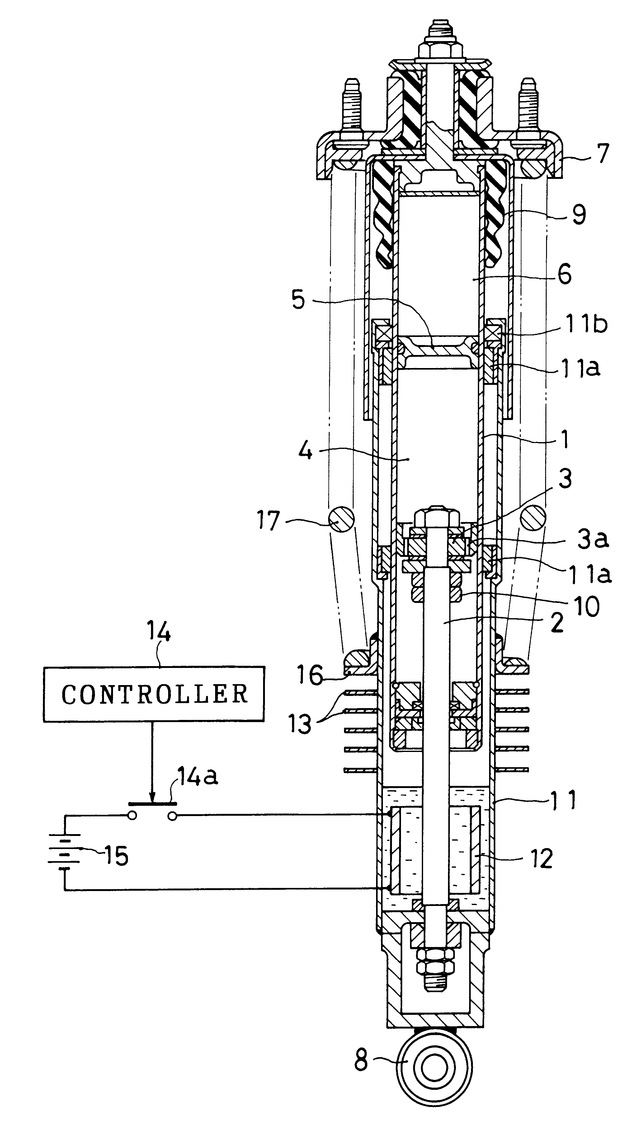 Vehicular damper with vehicle height adjusting function having an internal heat source