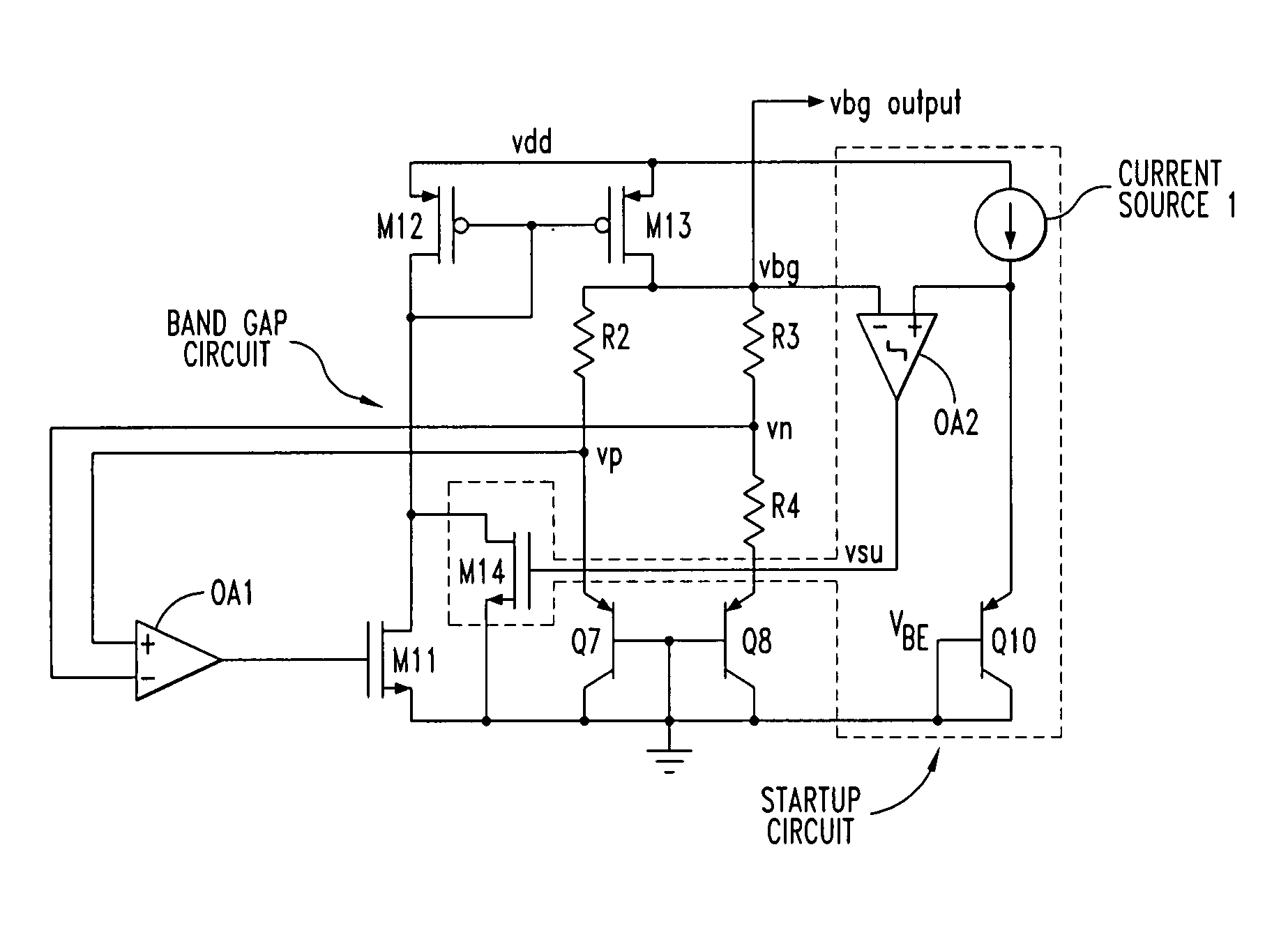 Circuit and method for startup of a band-gap reference circuit