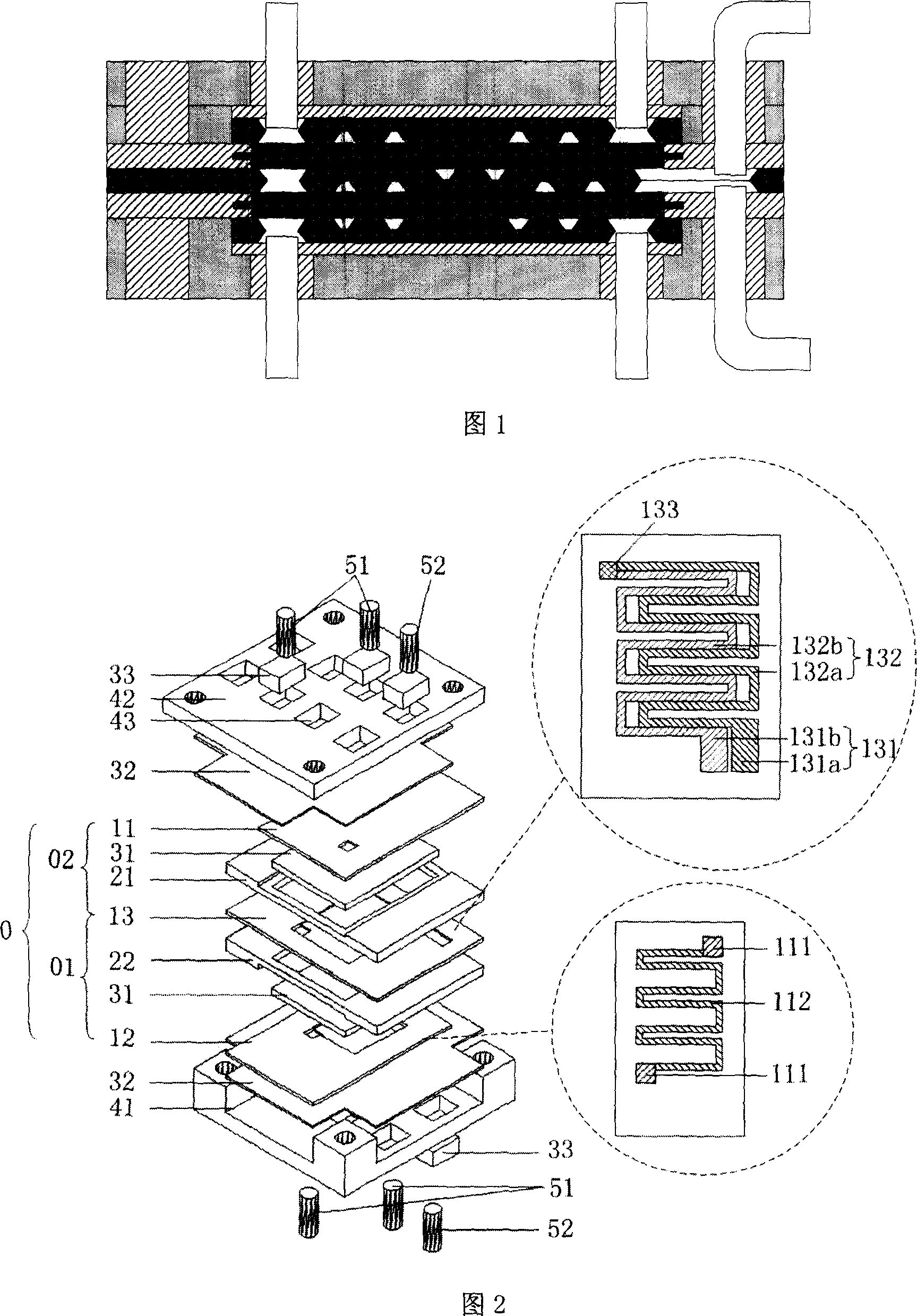 Stack silicon-base miniature fuel celles and manufacturing method