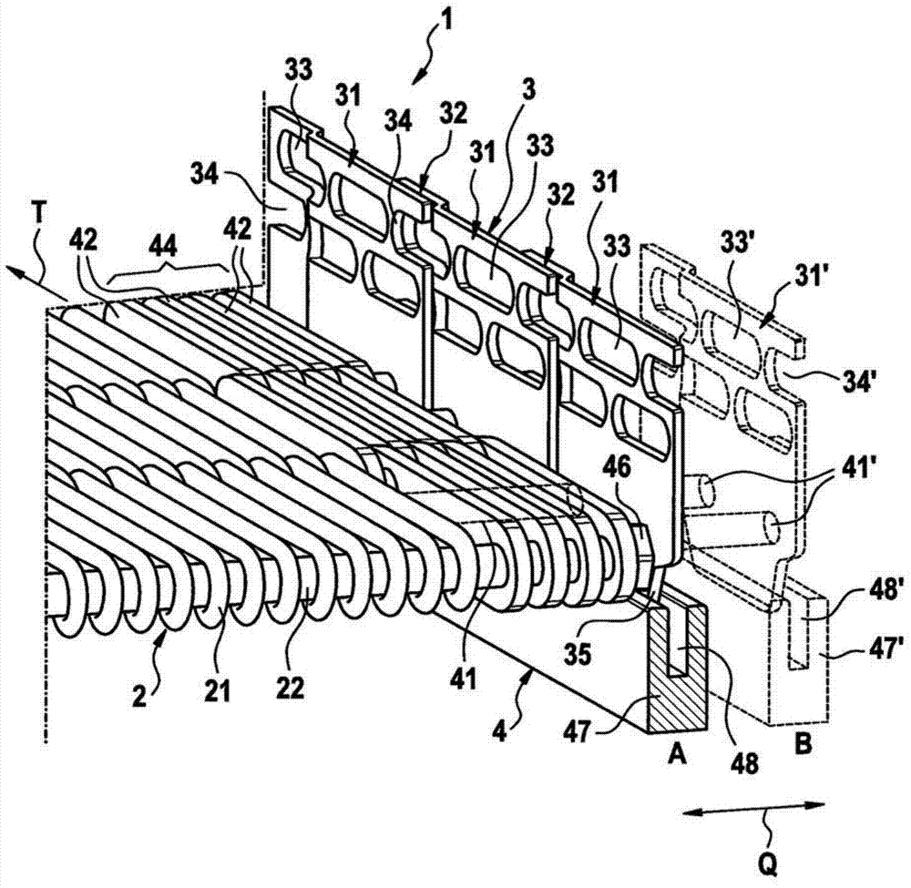 Conveying device used for conveying containers and provided with improved lateral guiding device