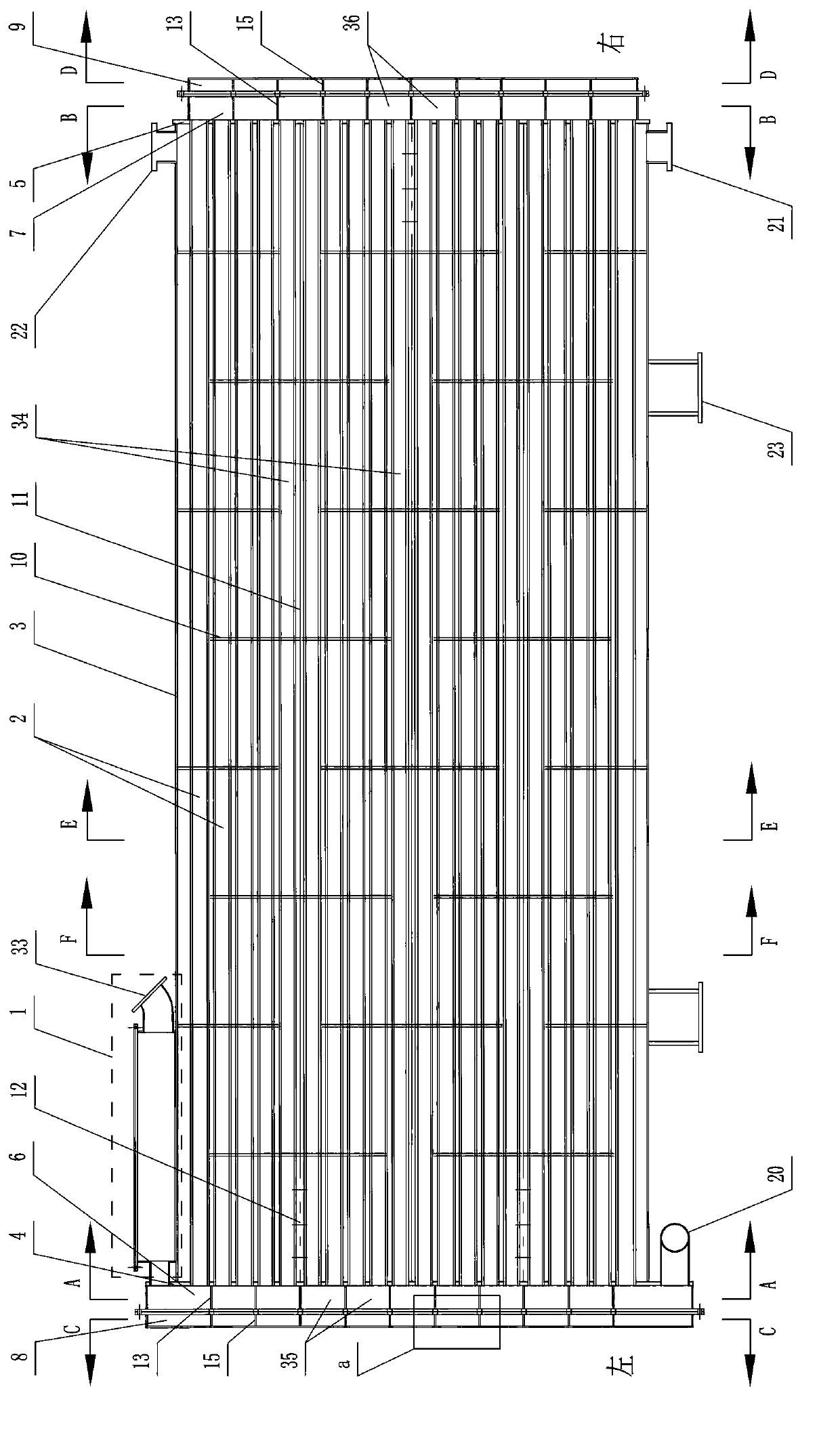 Tubular heat exchanging device with dredging structure for sewage or surface water