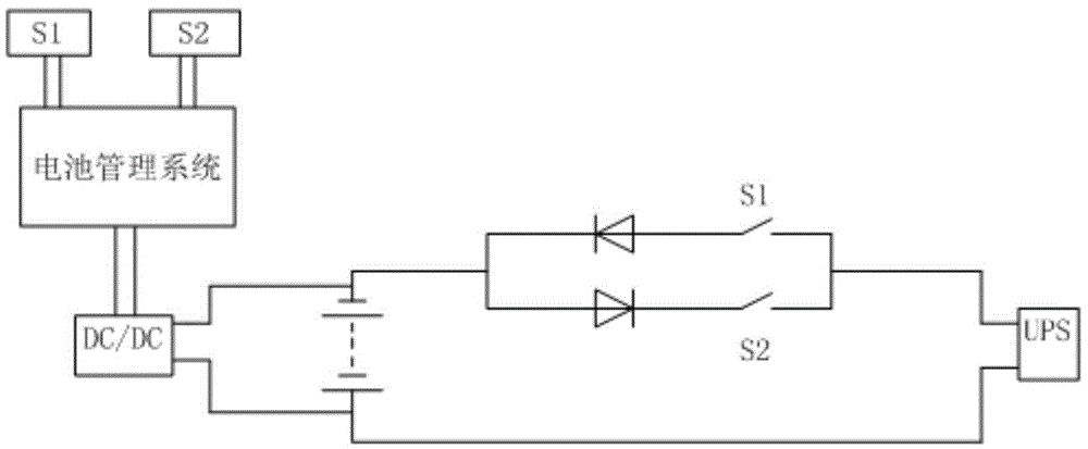 Power-taking circuit of lithium battery management system for preventing overdischarge in UPS