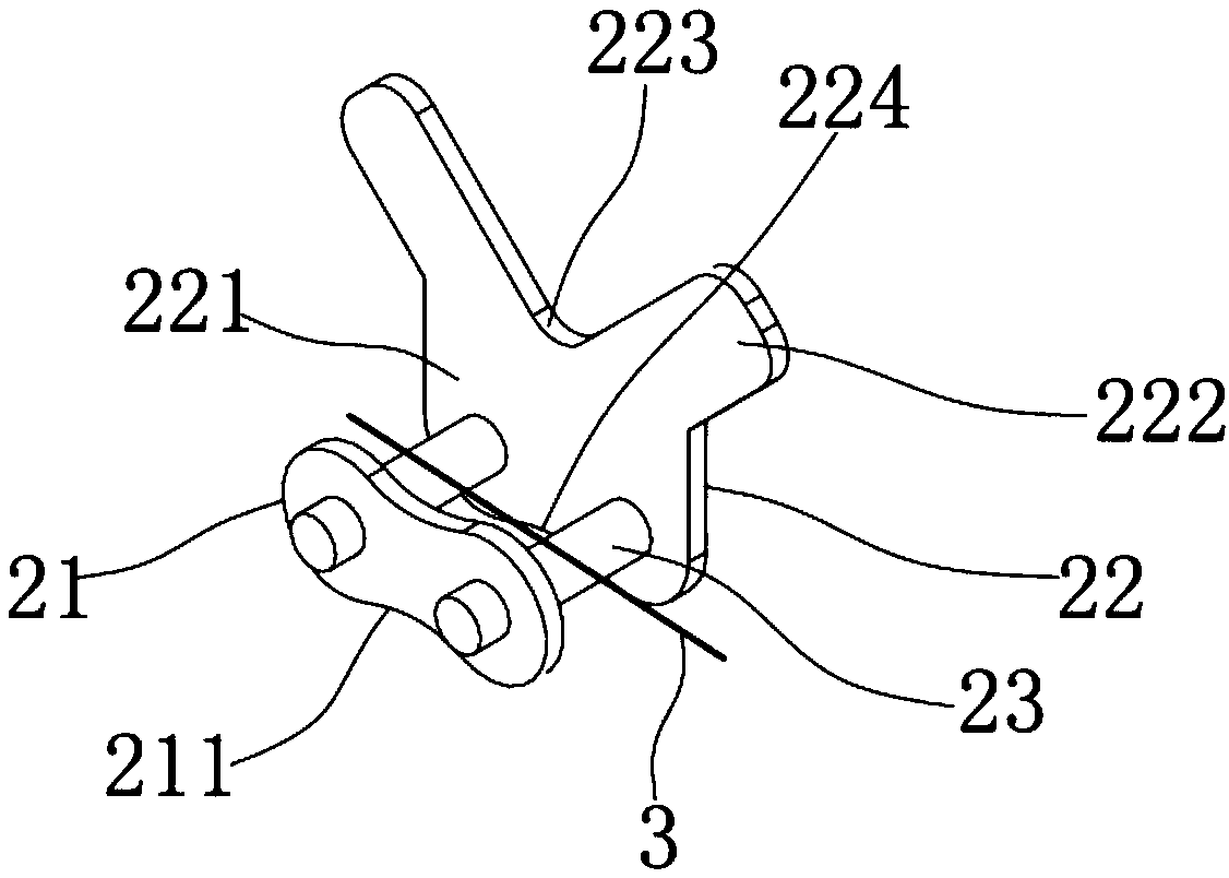 Rapid multi-column V-shaped chain carrying device for bottle bodies