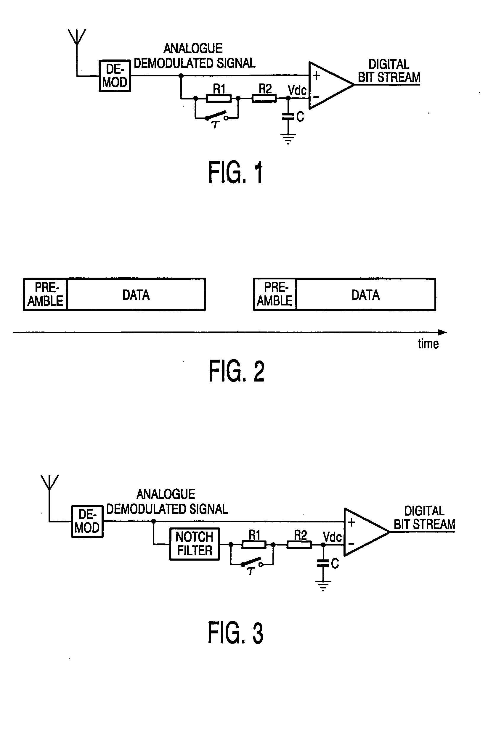 Fast settling data slicer comprising a low-pass filter with switchable cut-off frequency and a notch-filter