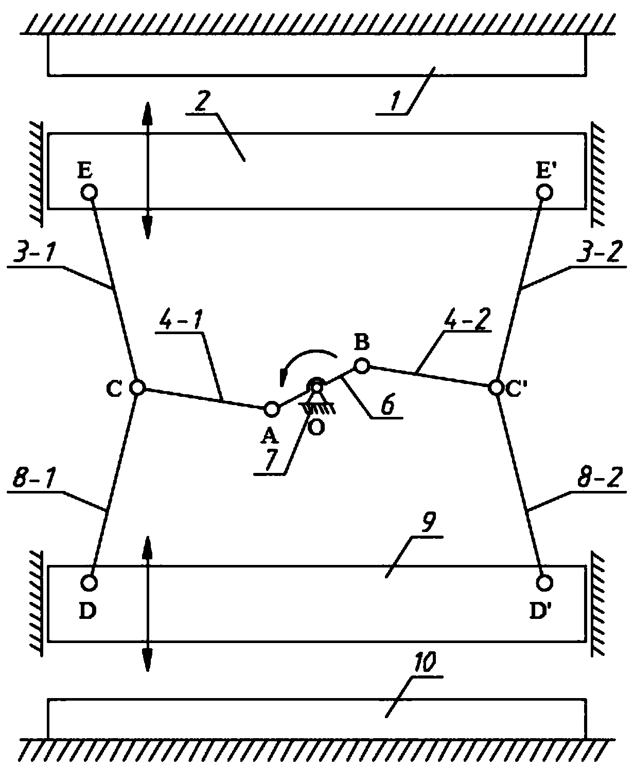 A Symmetrical Double-Motion Platform Pressing Mechanism for a Horizontal Flat Die Cutting Machine