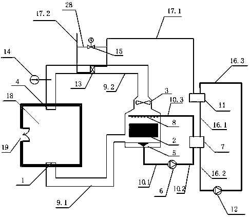 Fire hose drying device based on solution dehumidification and exhaust gas heat recycling