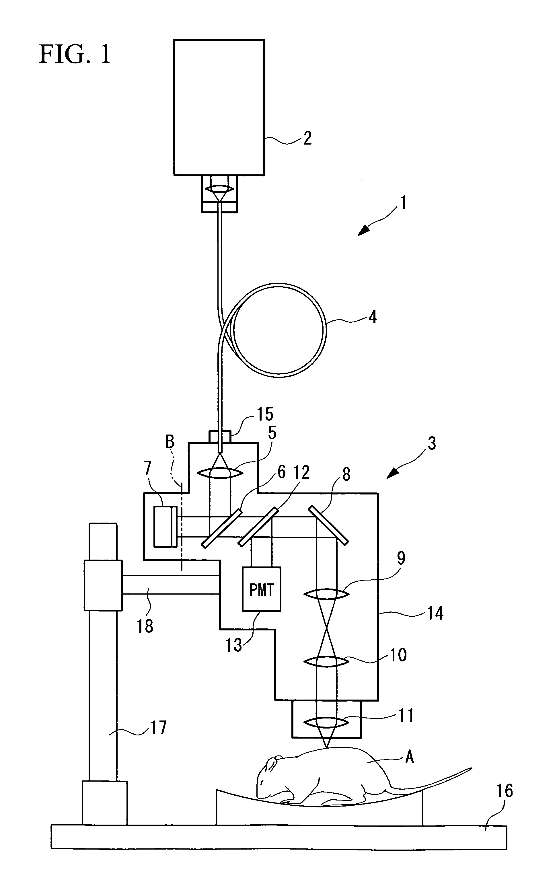 Laser-based, multiphoton-excitation-type optical examination apparatus