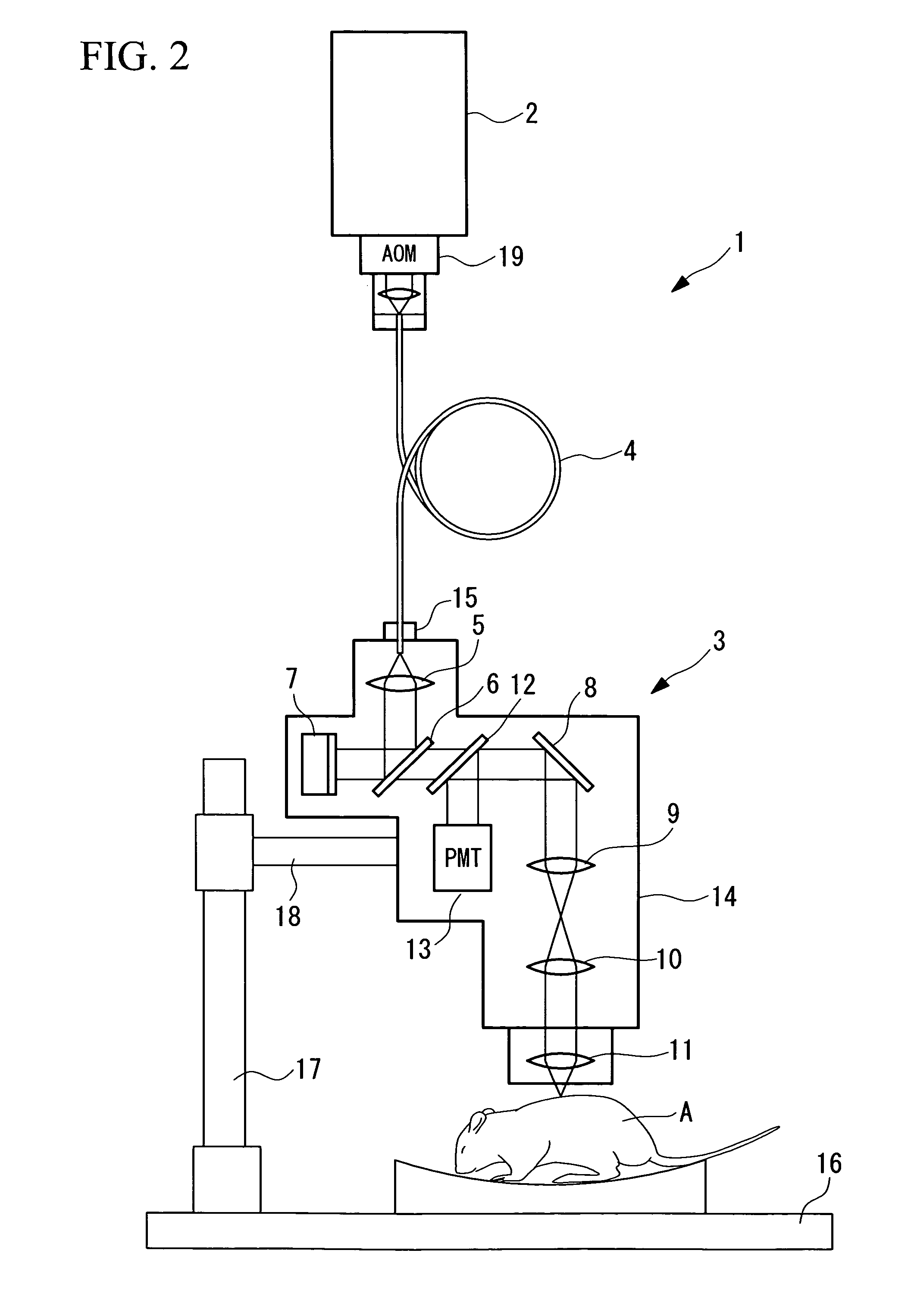 Laser-based, multiphoton-excitation-type optical examination apparatus