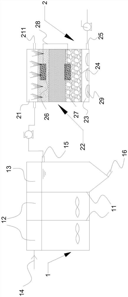 Deep denitrification and decolorization system for chemical wastewater