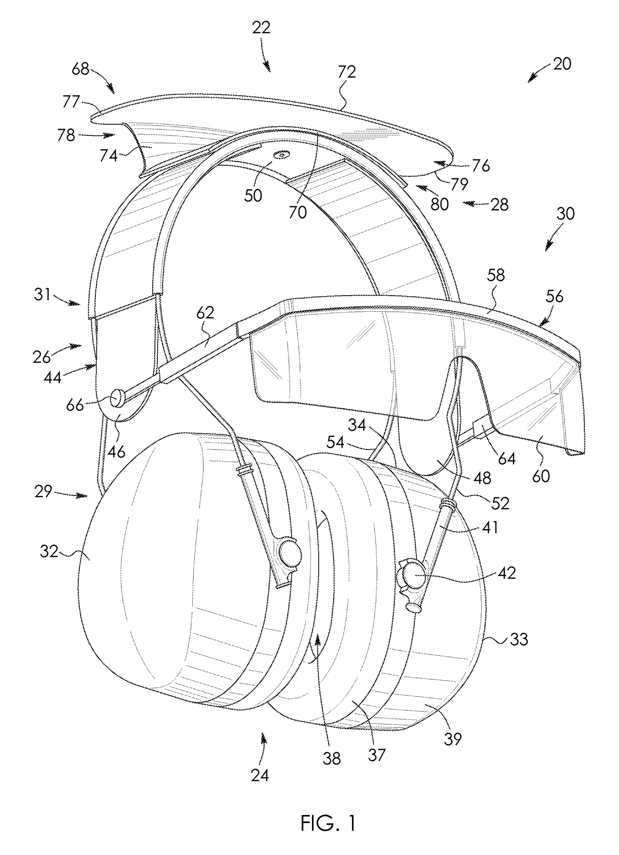 Ear-engaging and eye-covering head assembly