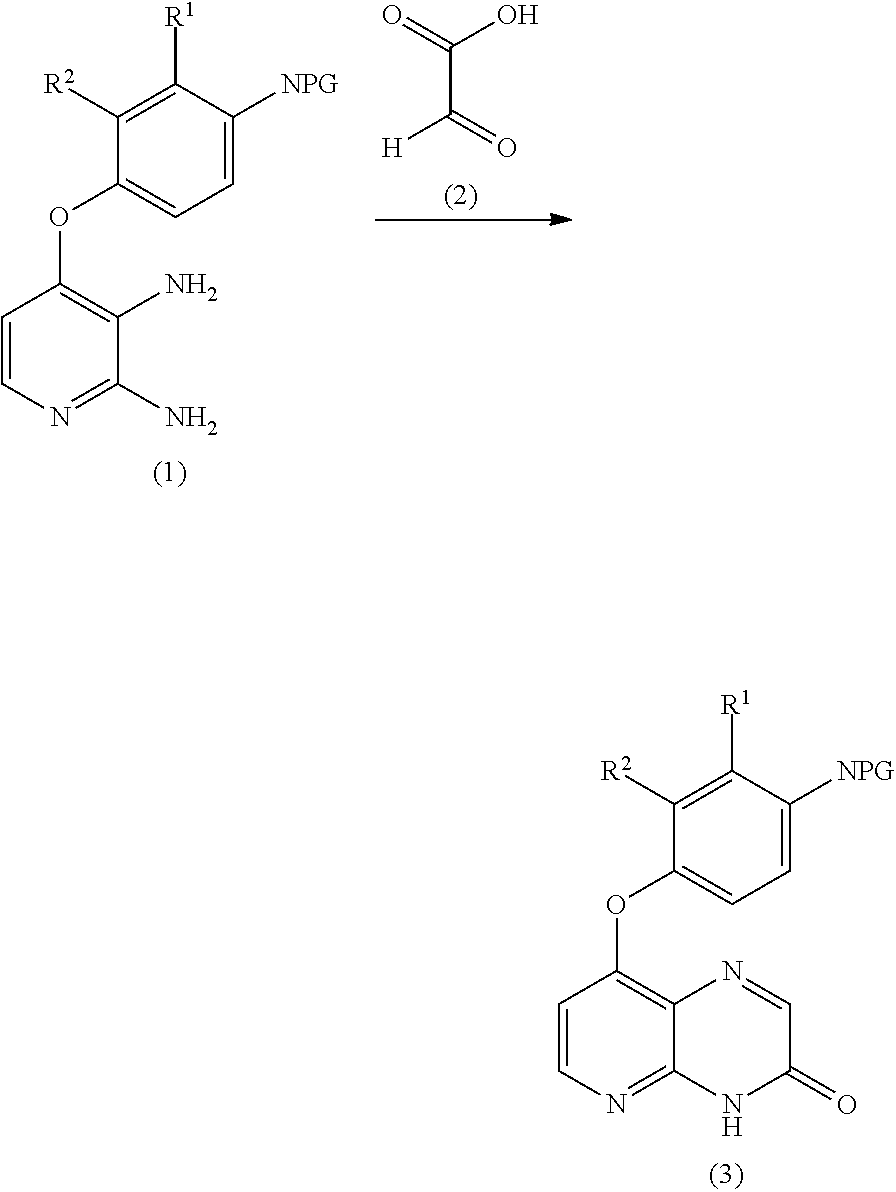 Process for the preparation of 8-(4-aminophenoxy)-4H-pyrido[2,3-B]pyrazin-3-one derivatives