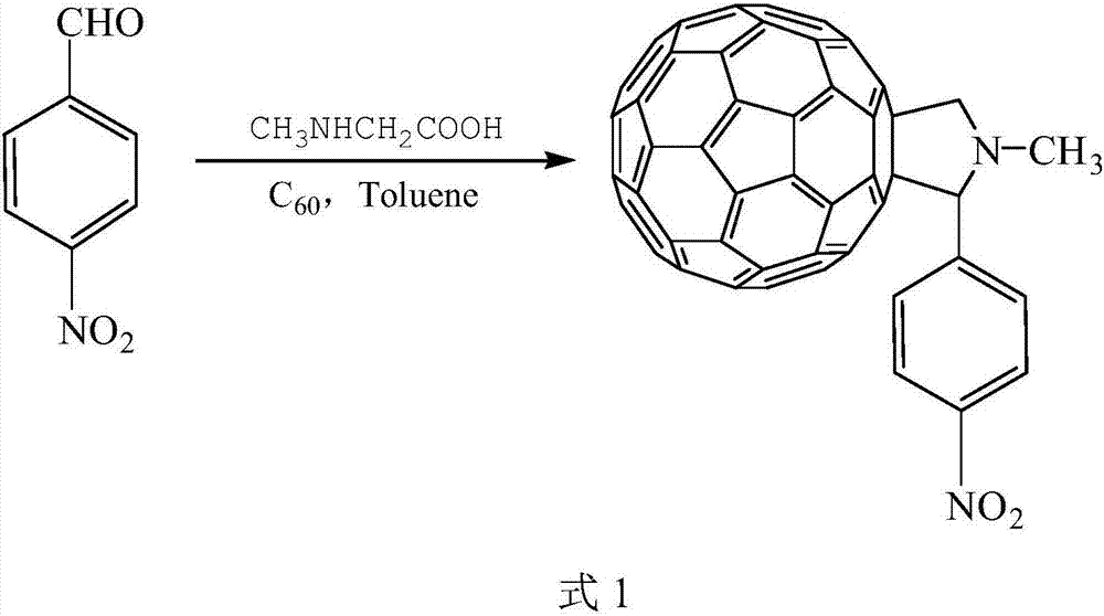 Preparation method of N-methyl-2-(4-nitrophenyl)-3,4-fulleropyrrolidine