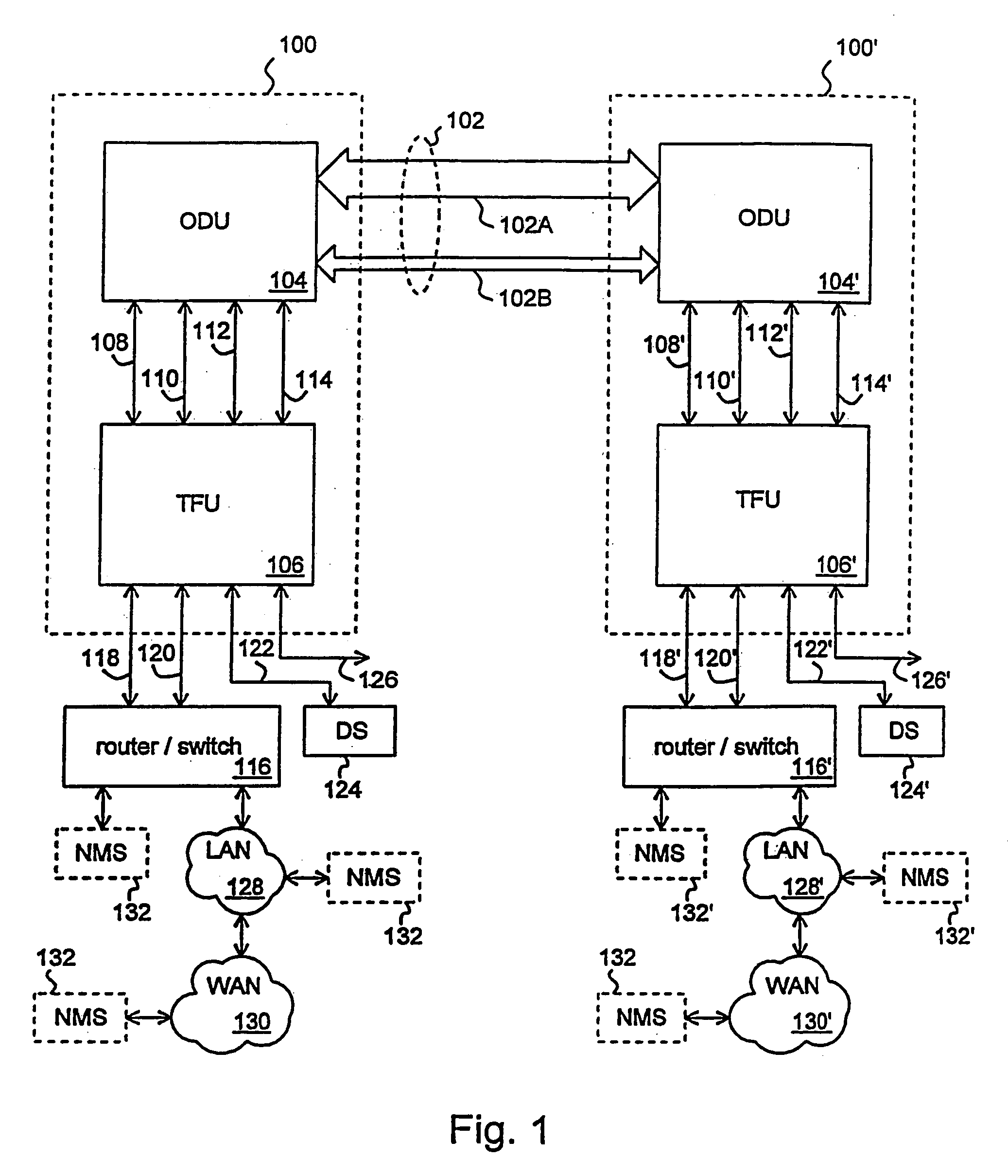 Method and apparatus for baseband transmission between a top floor unit and an outdoor unit in a terminal for a wireless metropolitan area network
