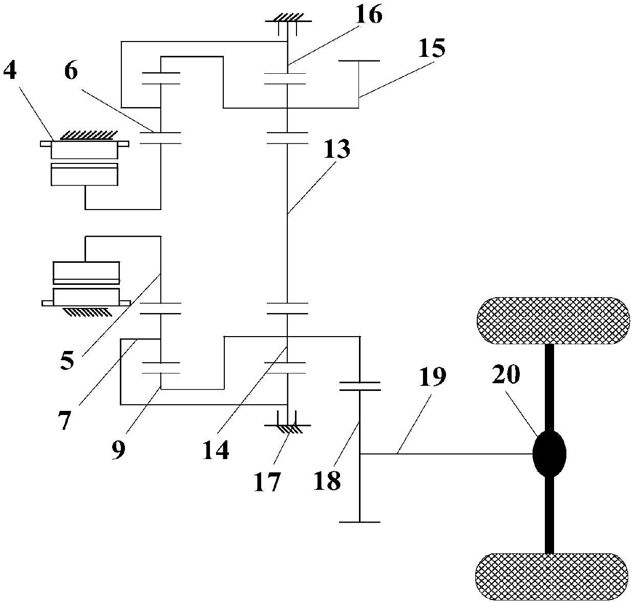 Double planetary row multi-mode hybrid vehicle drive system