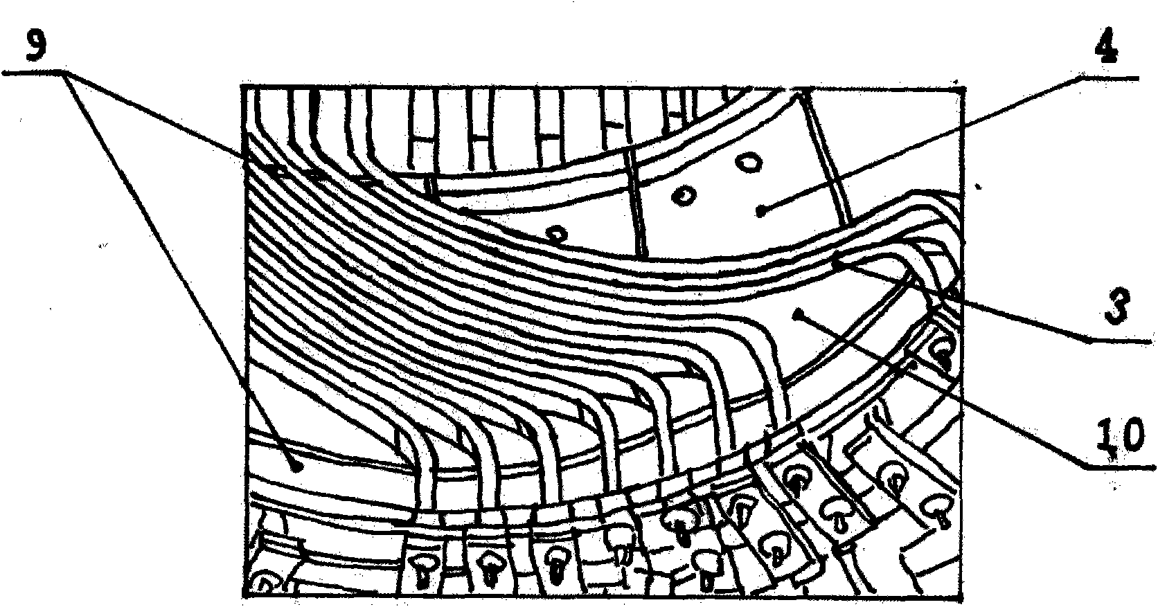 Stator coil end encapsulating and fixing method