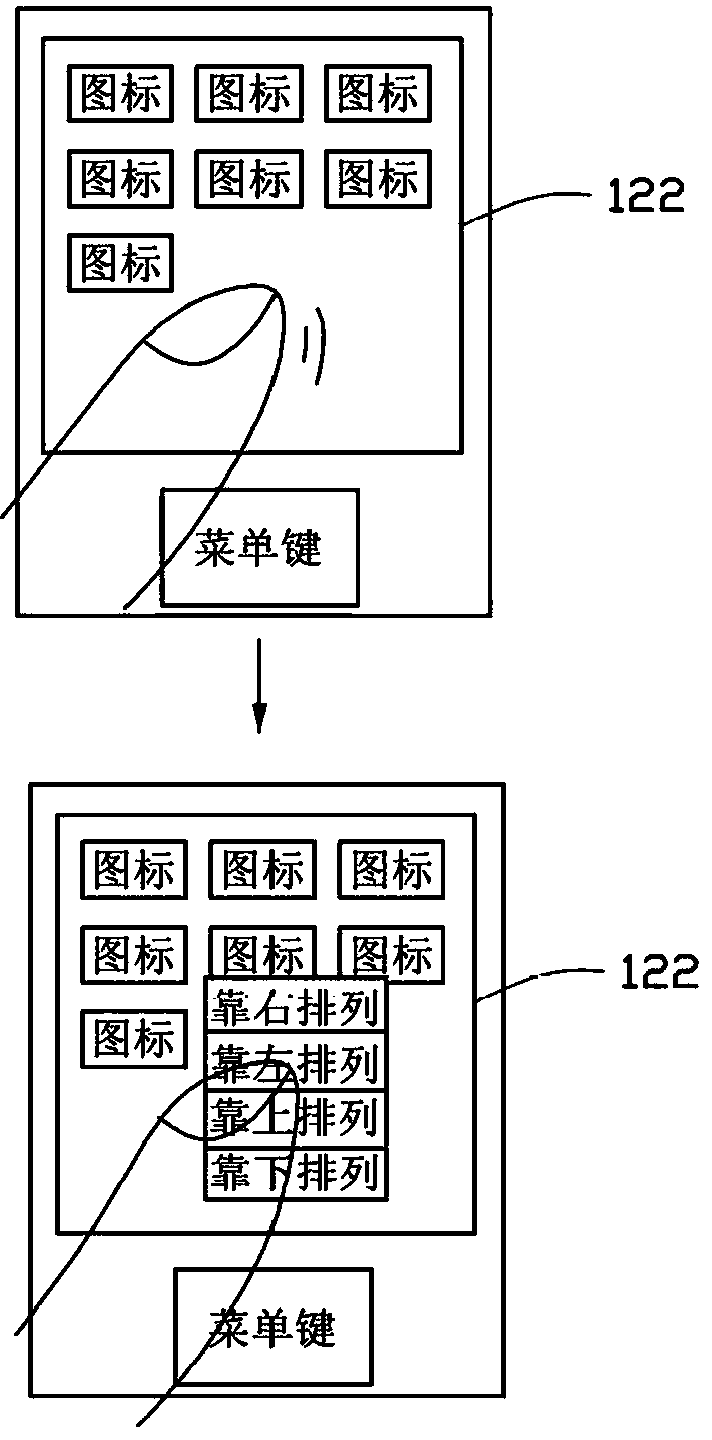 Device and method for achieving dynamic arrangement of desktop functional icons