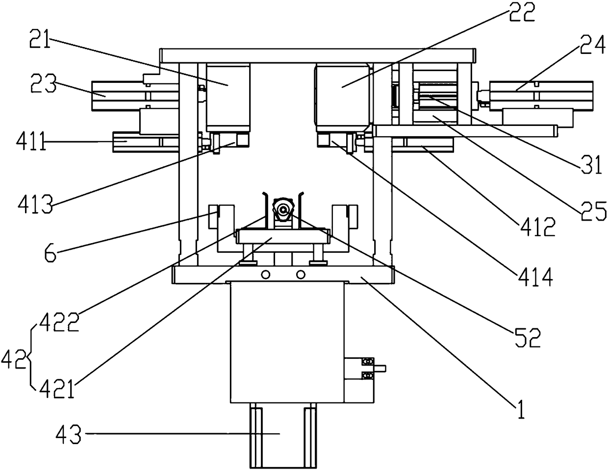 Vacuum sealing and shaping device of tea packing machine