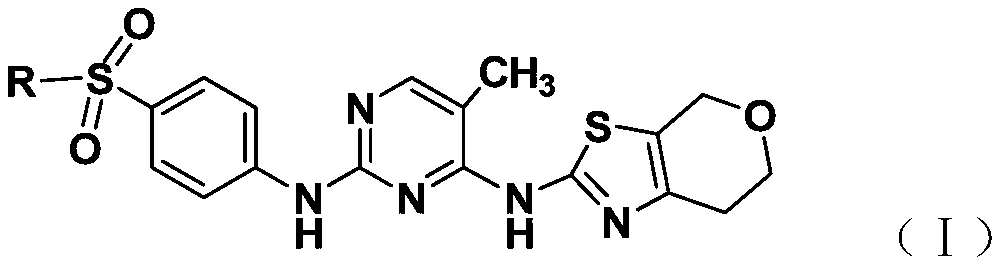 2,4-diaminopyrimidine containing dihydropyran thiazole and application of 2,4-diaminopyrimidine