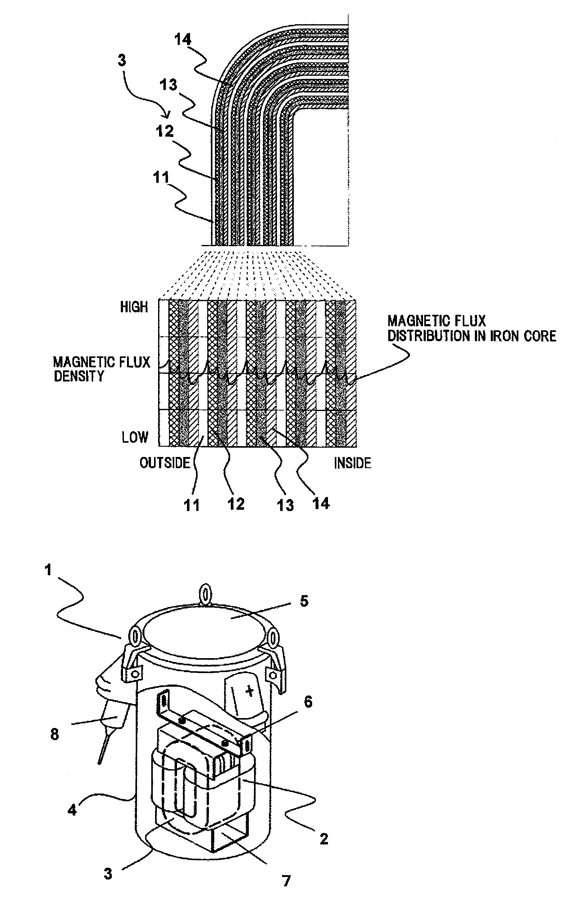 Wound iron core for static apparatus, amorphous transformer and coil winding frame for transformer