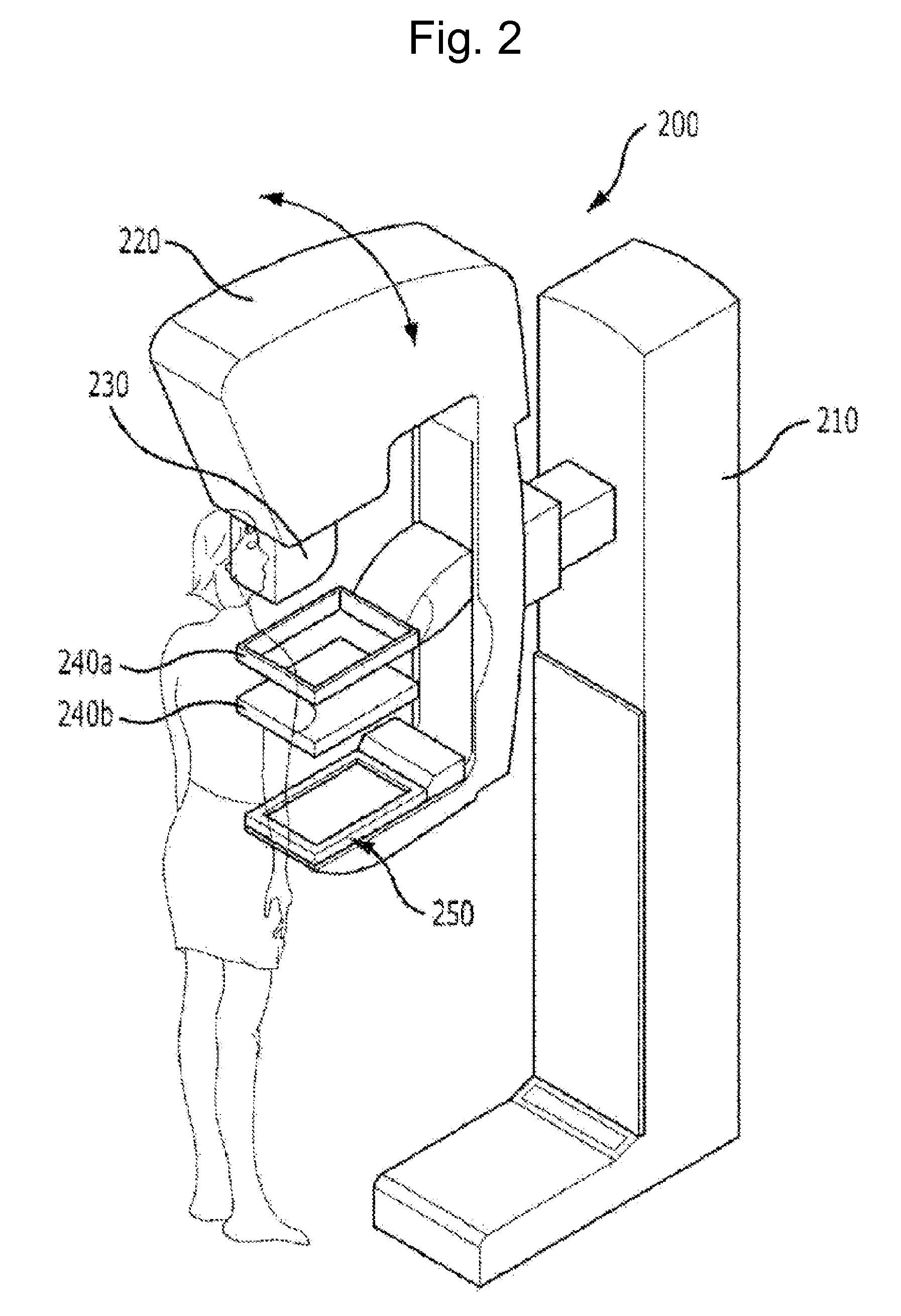 Mammography detector having multiple sensors, and mammography device capable of 3D image acquisition