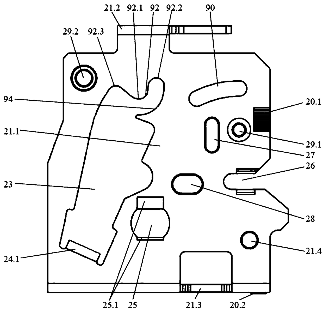 Retaining device for front panel of drawer