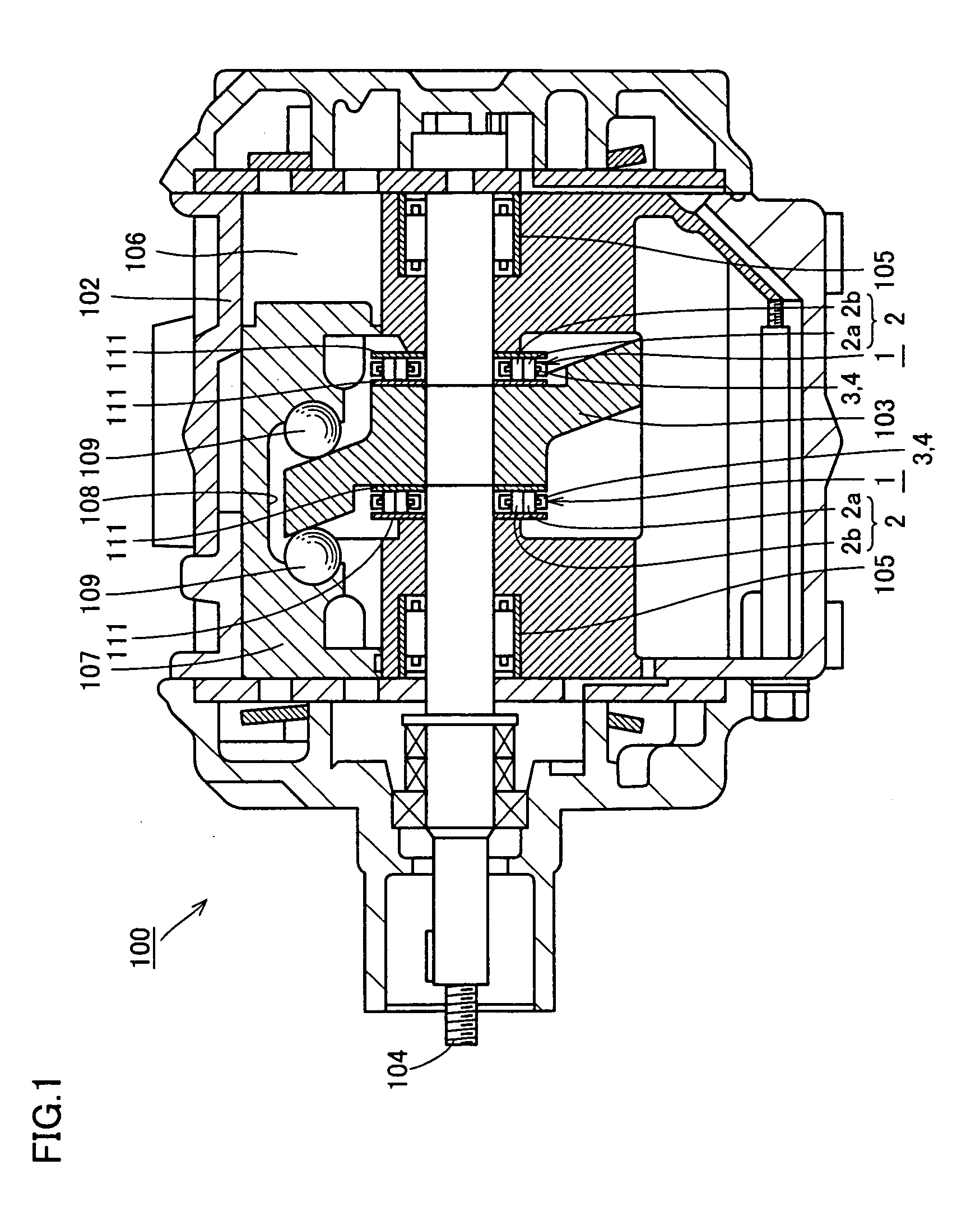 Support structure carrying thrust load of compressor and thrust needle roller bearing