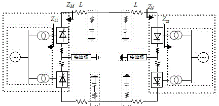 Method for identifying DC transmission line area inside/outside failure in simulation after test