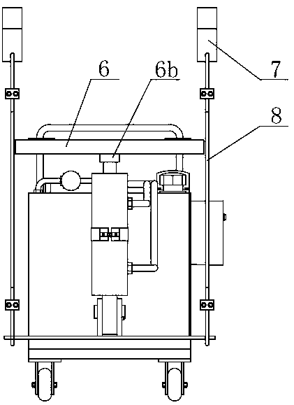 Device for lifting front overhang of cab and compressing front overhang springs