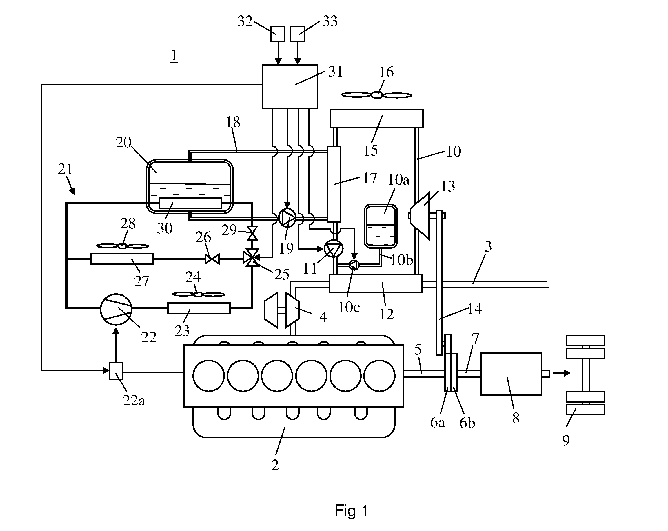 Arrangement for converting thermal energy to mechanical energy in a vehicle