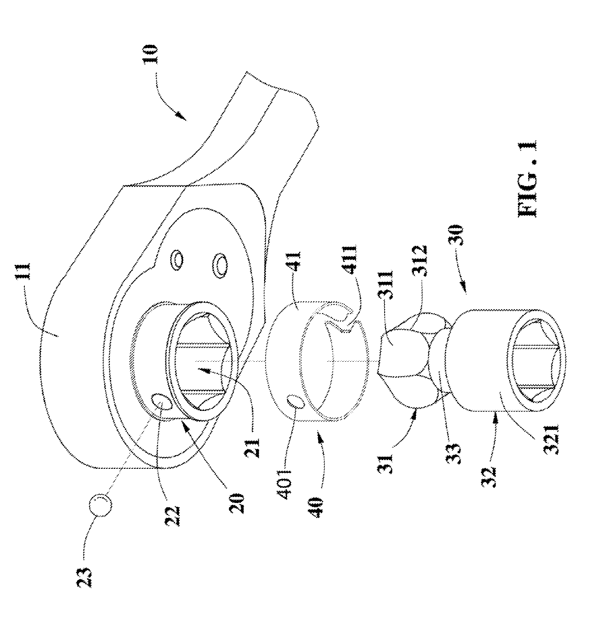 Connection device for connecting and releasing a socket relative to a ratchet wrench