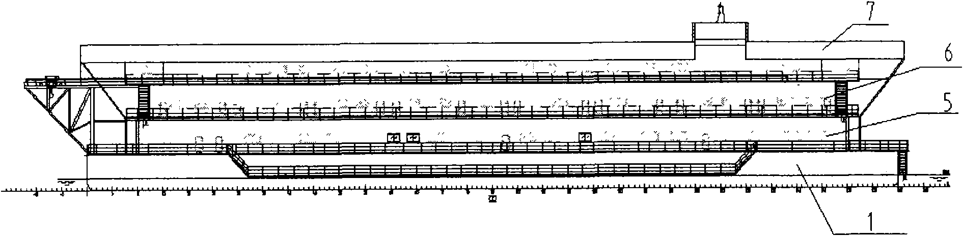 Design method for multi-functional measuring area of large-sized underwater acoustic measurement test vessel