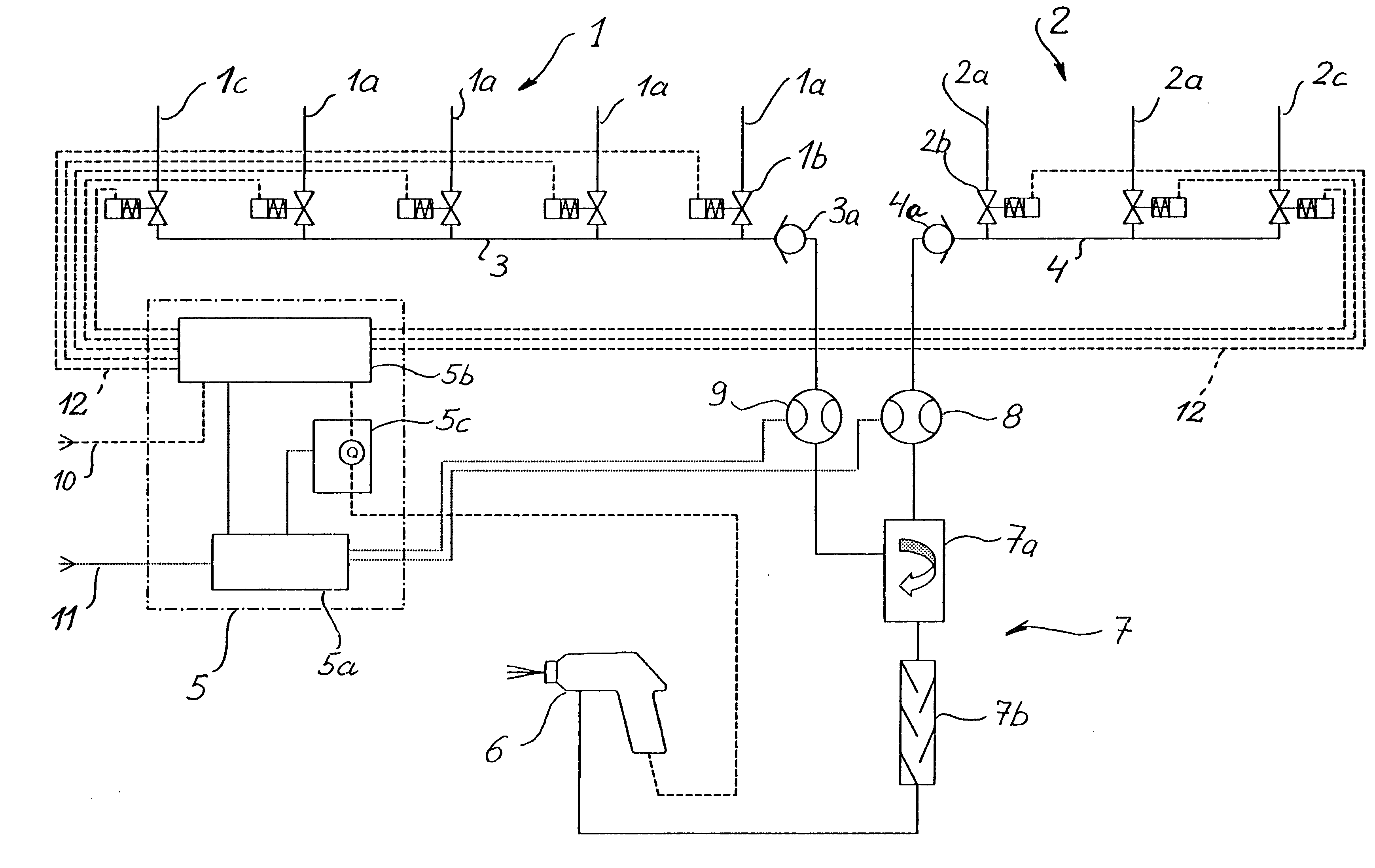 Method and device for dosing and mixing different components