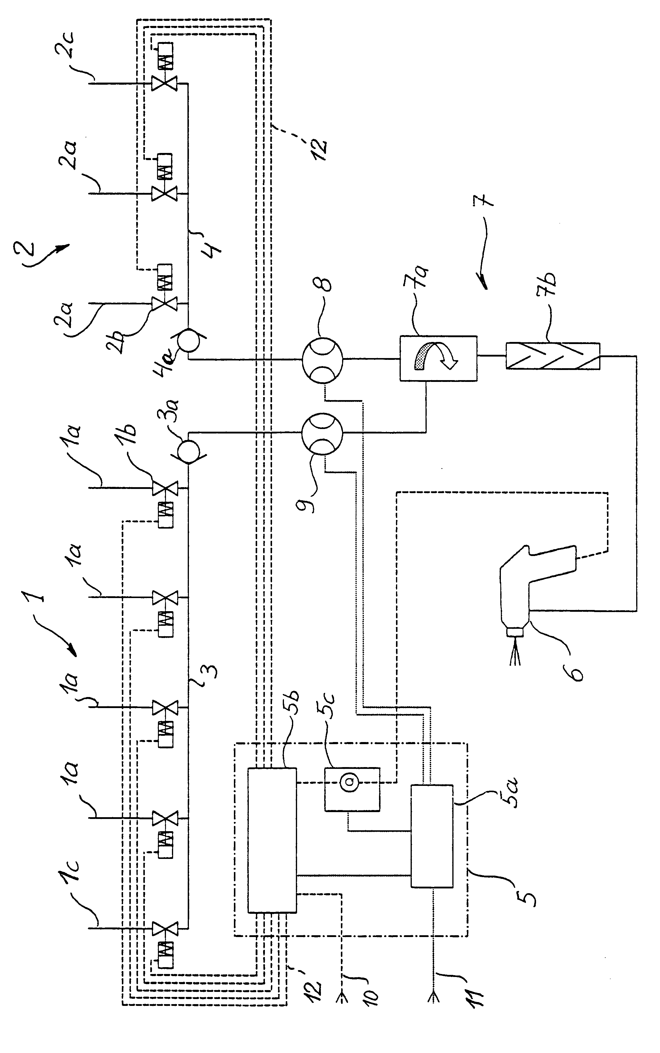 Method and device for dosing and mixing different components