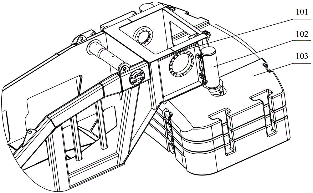 A sliding balance weight installation frame and crane