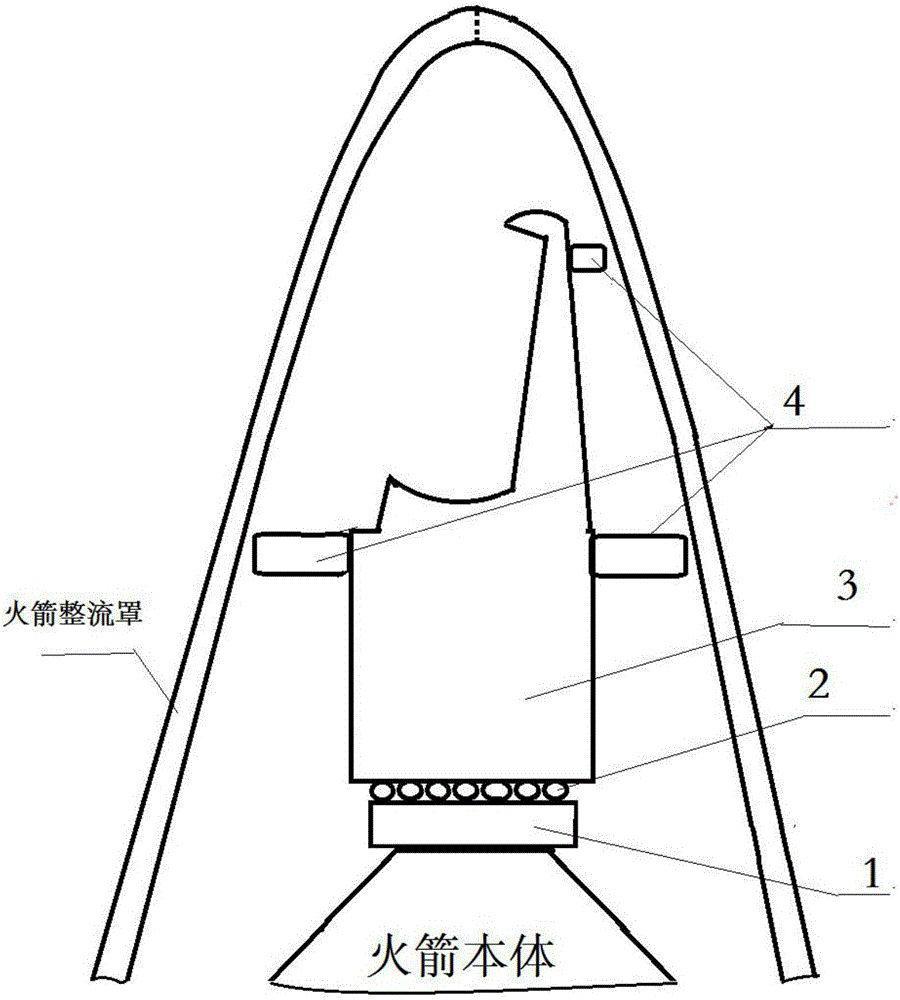 Satellite structure for realizing satellite-rocket vibration isolation based on elastic airbag