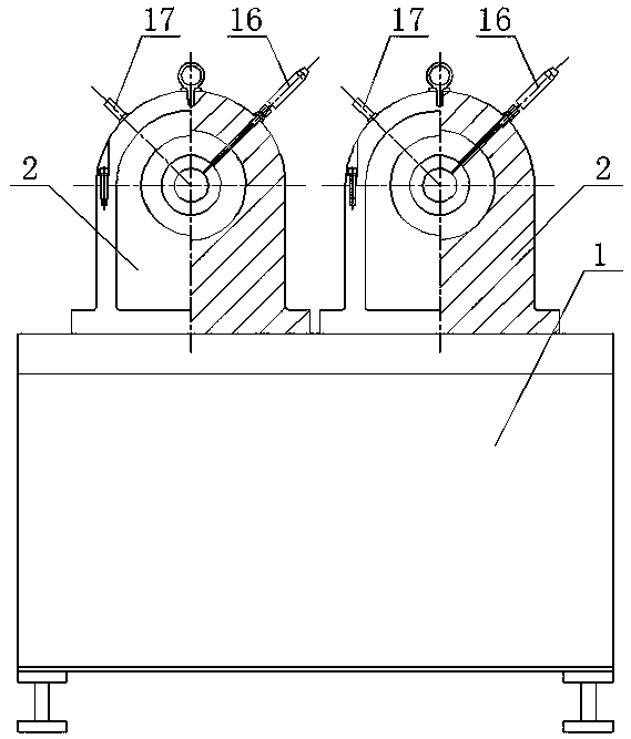 A device capable of simultaneously testing multiple pairs of bearings for axial loading