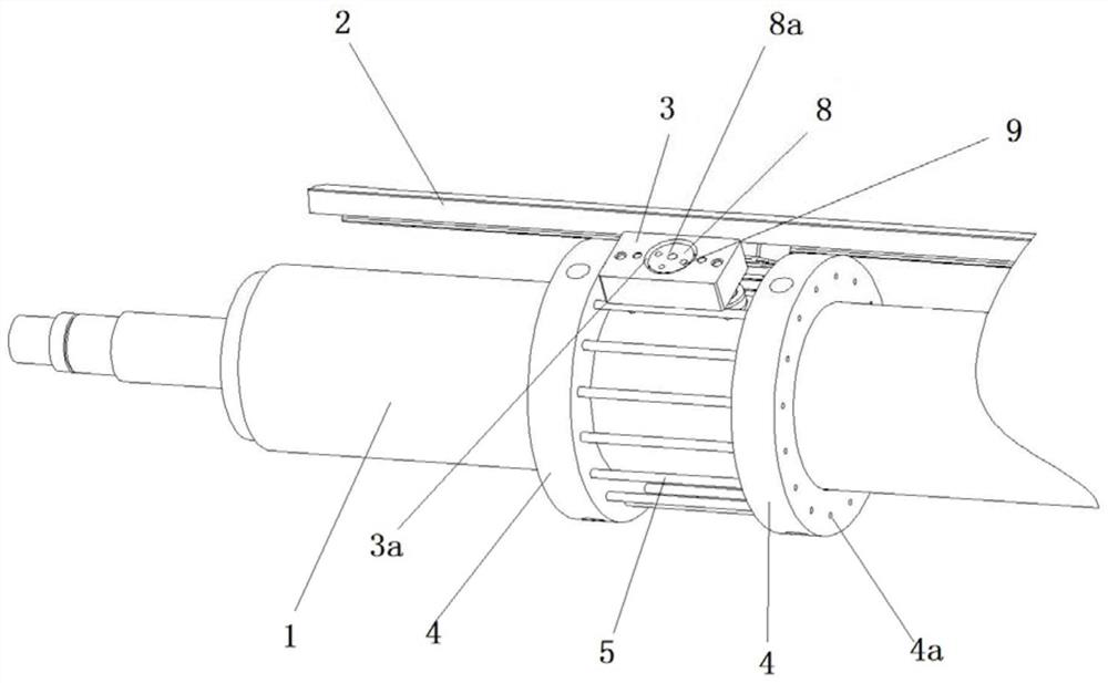 Spreading blade support structure on a spreading machine