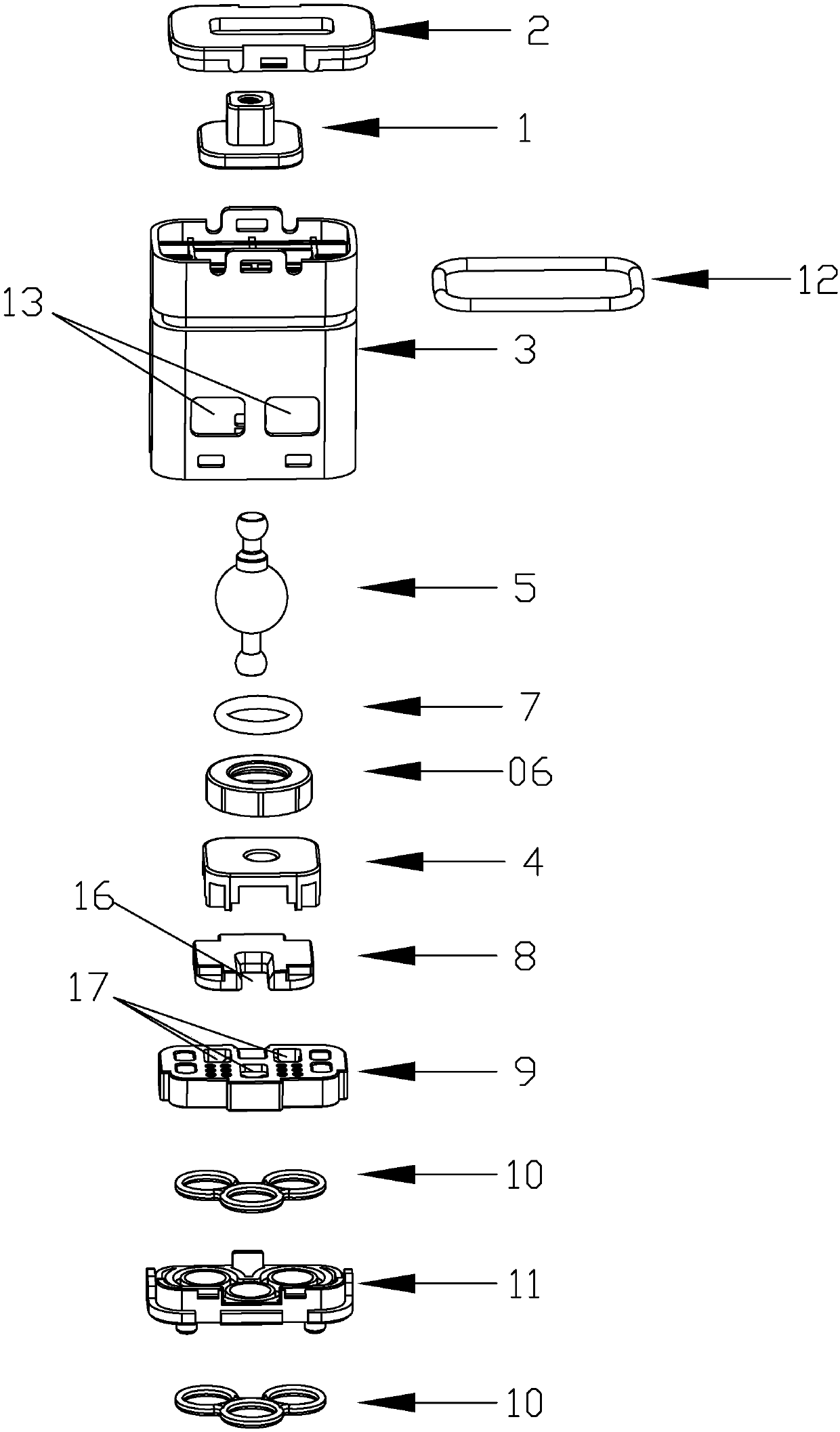 Poking key type water distribution valve element