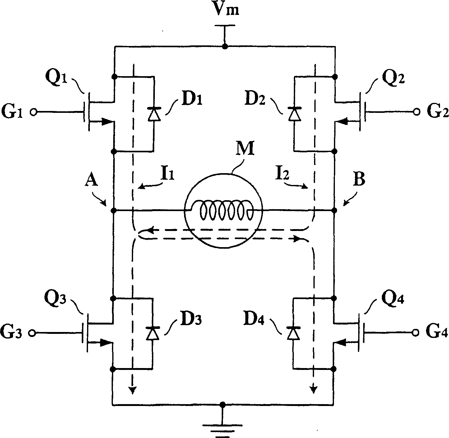 Motor controlling circuit with controllable driven current supply