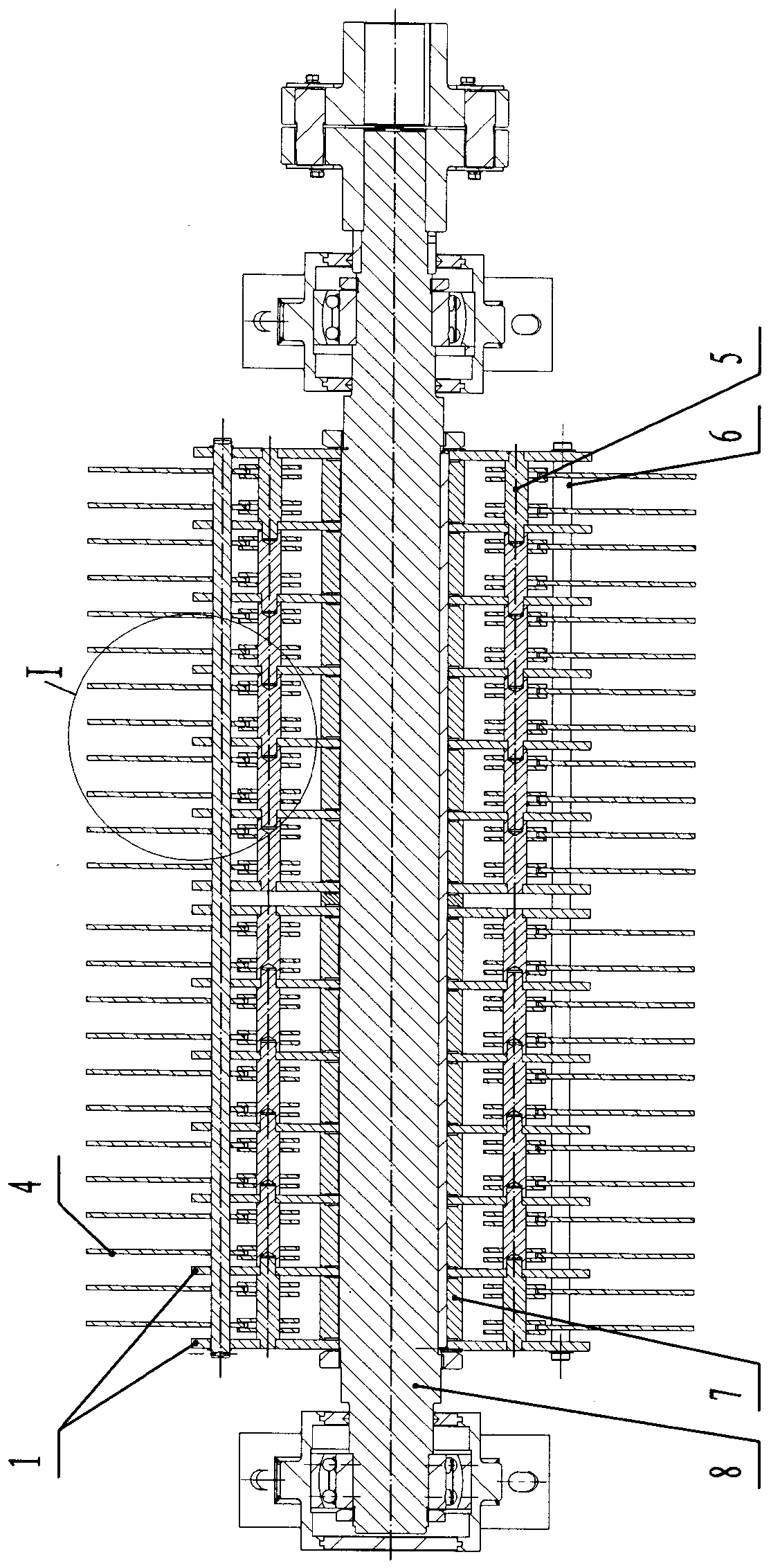 Limiting device for hammer mill and facilitating hammer replacement