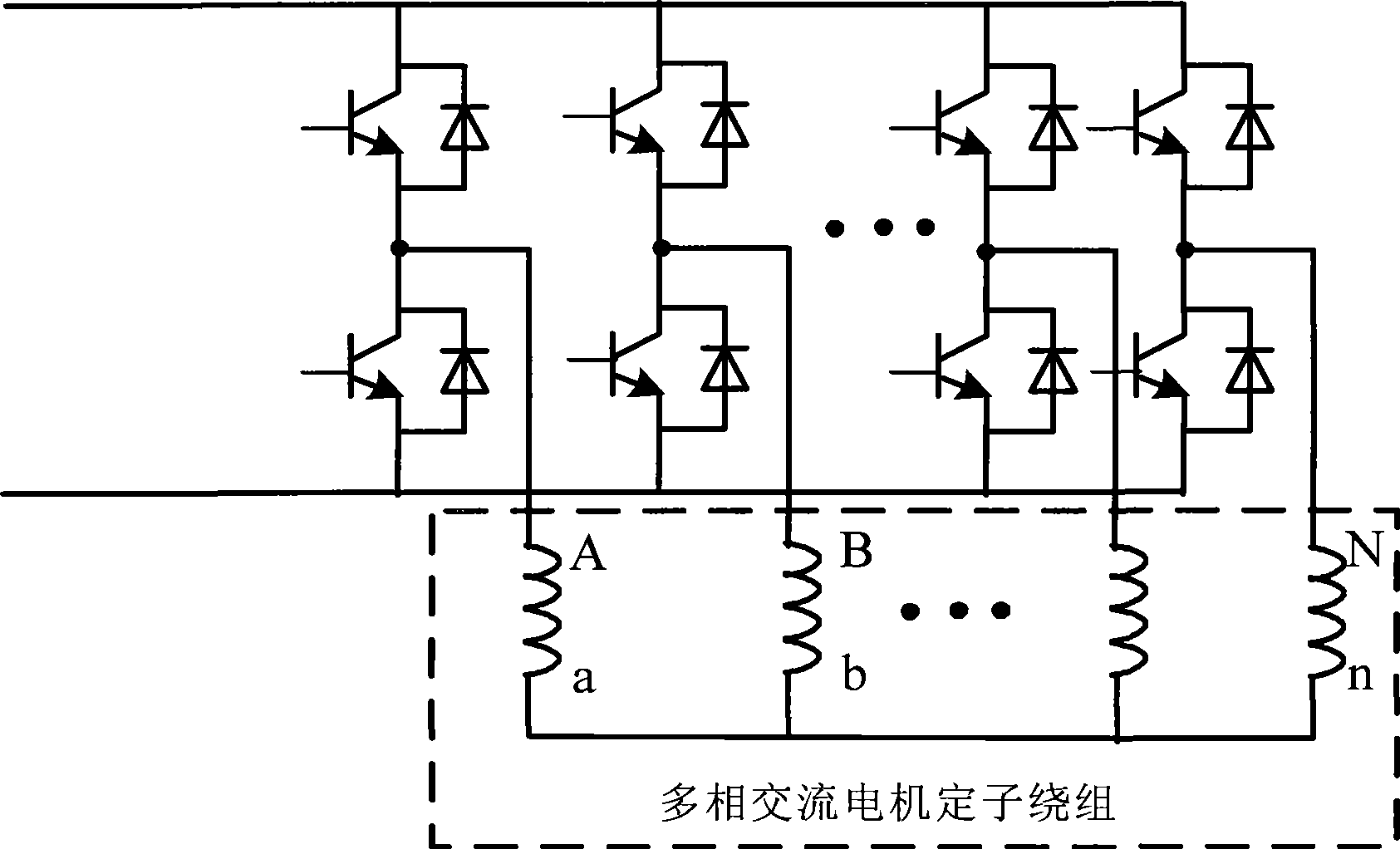 Motor transmission system without bearing for multiphase single sleeve winding