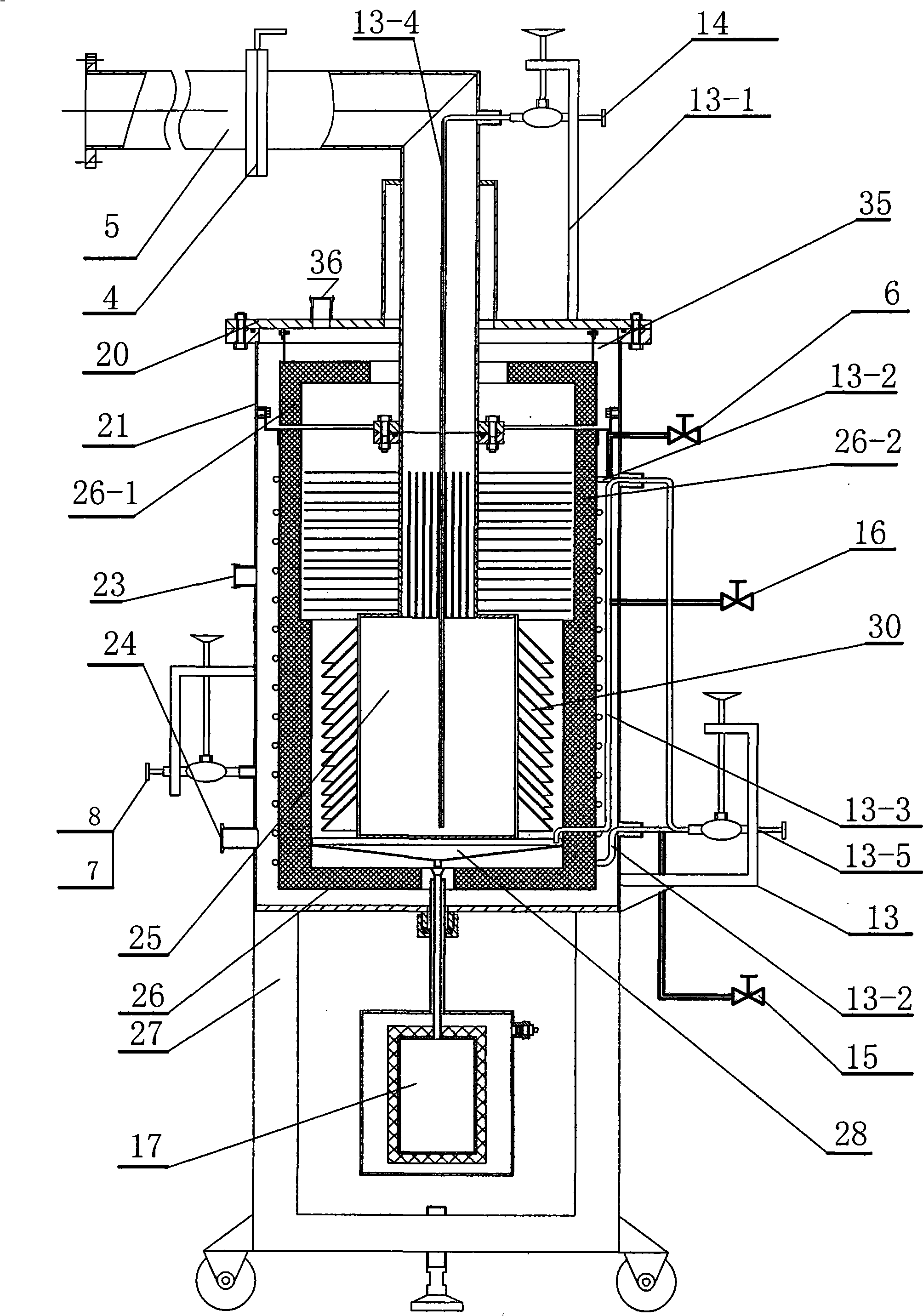Rarefaction air condensing trapping device with liquid nitrogen suction refrigeration
