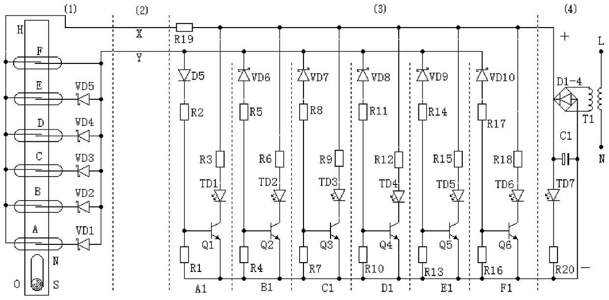 Multi-gear identification circuit detected by two detection lines