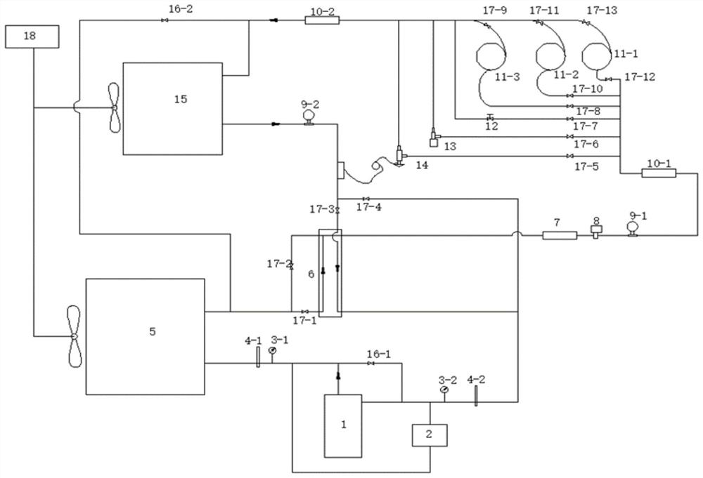 A multi-adjustable refrigeration test bench and test method