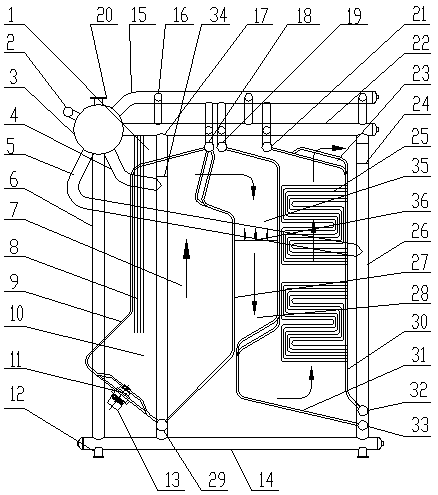 Single-drum settling denitration chamber jet lower gas inlet fuel oil corner tube boiler
