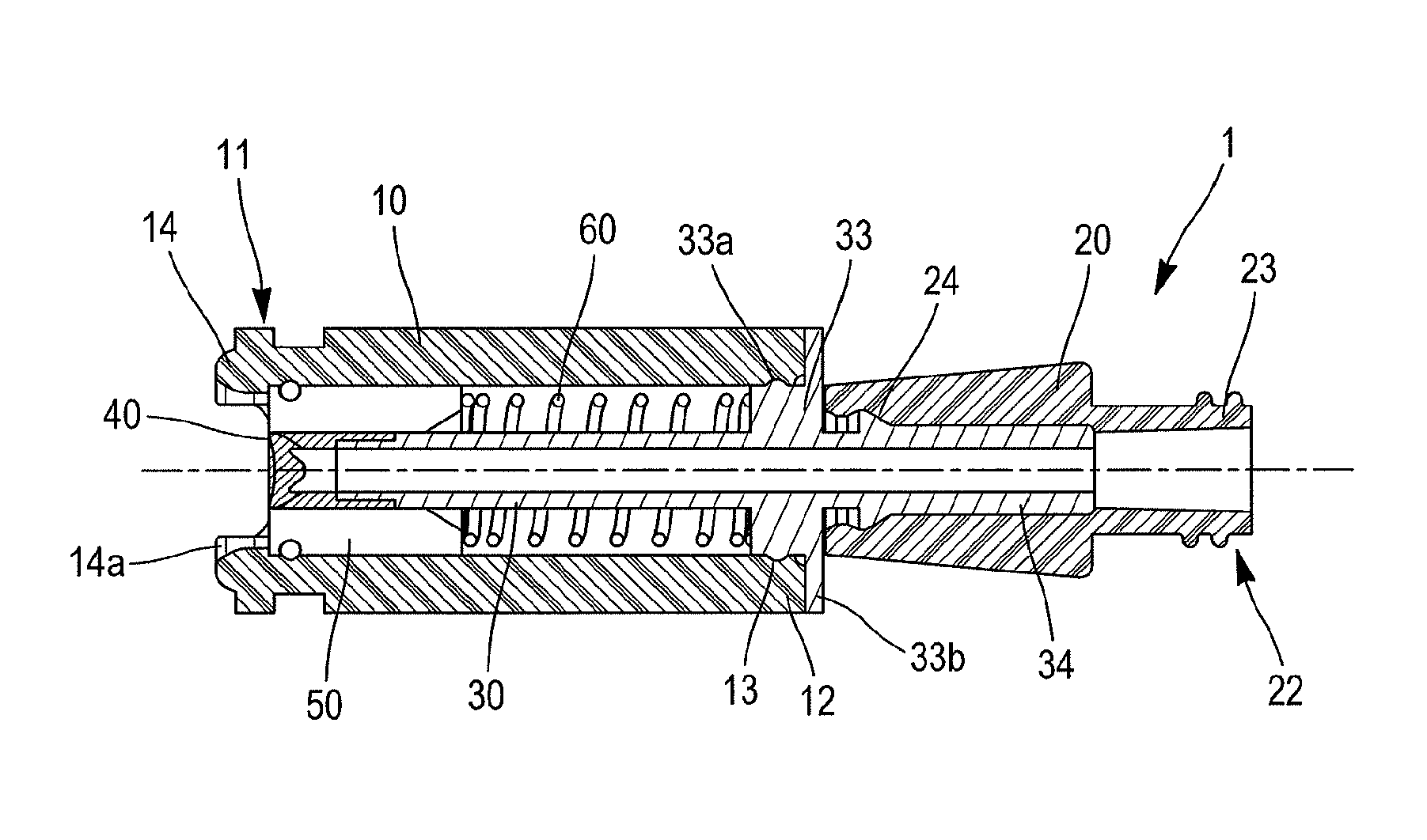 Non-drip, direct-flow connectors with secure locking