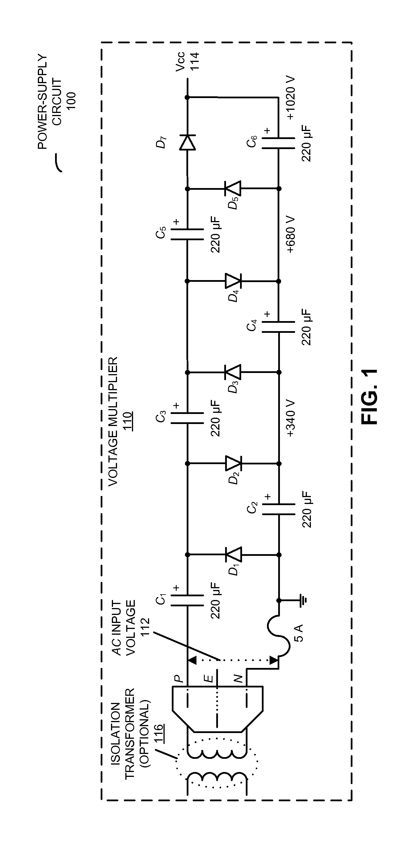 High-voltage regulated power supply