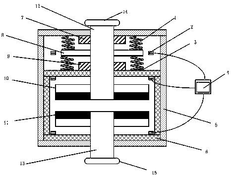 Cylindrical electronic permanent-magnet spring with dual effects